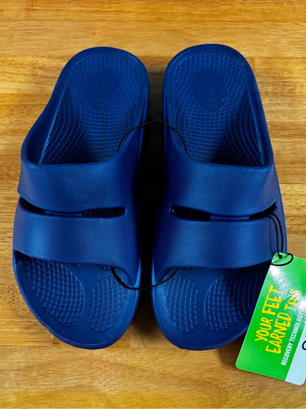 OOFOS Ooahh Navy Blue Slide Sandals Comfort Slip On Men’s 6, Women’s 8